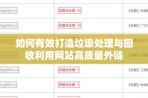如何有效打造垃圾处理与回收利用网站高质量外链