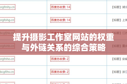 提升摄影工作室网站的权重与外链关系的综合策略