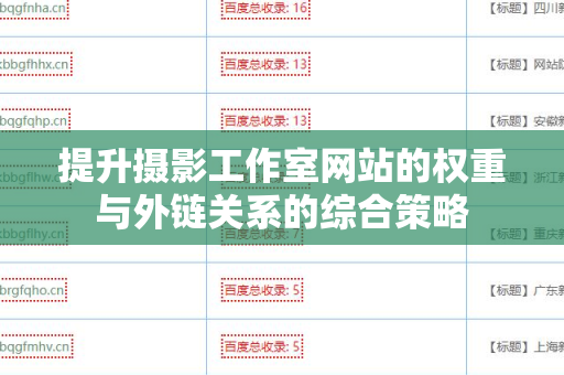 提升摄影工作室网站的权重与外链关系的综合策略