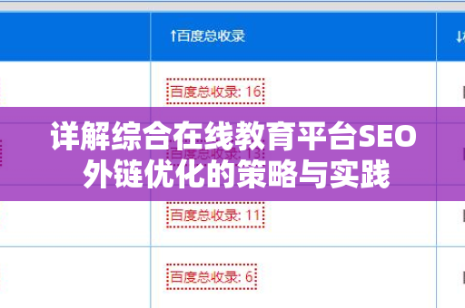 详解综合在线教育平台SEO 外链优化的策略与实践