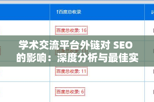 学术交流平台外链对 SEO 的影响：深度分析与最佳实践