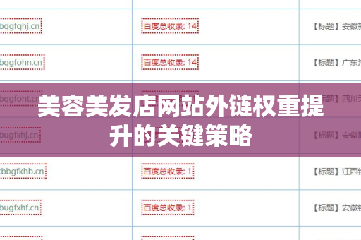 美容美发店网站外链权重提升的关键策略