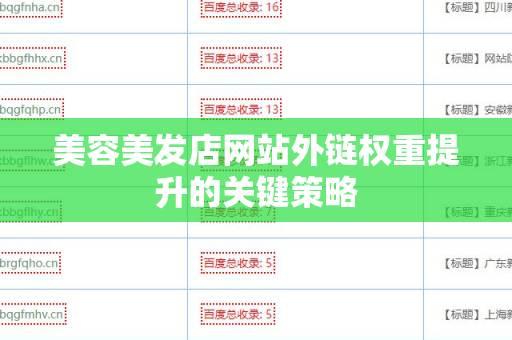 美容美发店网站外链权重提升的关键策略