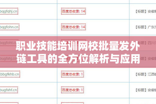 职业技能培训网校批量发外链工具的全方位解析与应用