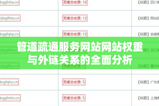 管道疏通服务网站网站权重与外链关系的全面分析