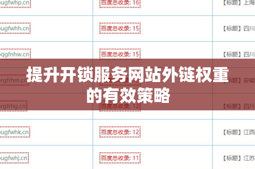 提升开锁服务网站外链权重的有效策略