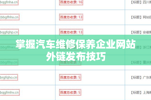 掌握汽车维修保养企业网站外链发布技巧