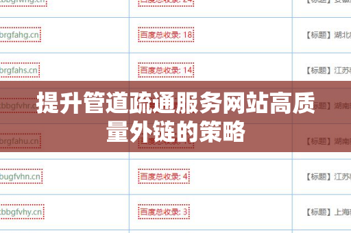 提升管道疏通服务网站高质量外链的策略