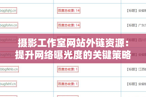 摄影工作室网站外链资源：提升网络曝光度的关键策略