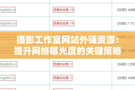 摄影工作室网站外链资源：提升网络曝光度的关键策略