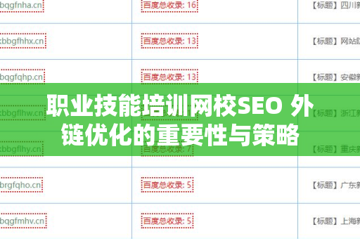 职业技能培训网校SEO 外链优化的重要性与策略