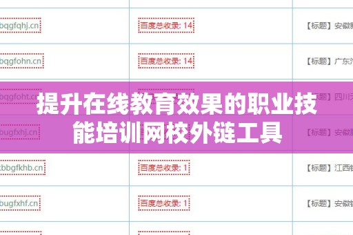 提升在线教育效果的职业技能培训网校外链工具