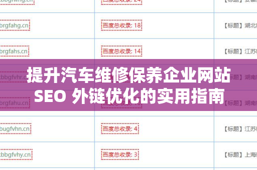 提升汽车维修保养企业网站SEO 外链优化的实用指南