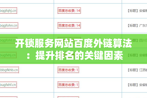 开锁服务网站百度外链算法：提升排名的关键因素