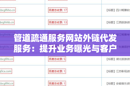 管道疏通服务网站外链代发服务：提升业务曝光与客户获取的有效途径