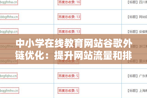 中小学在线教育网站谷歌外链优化：提升网站流量和排名的有效策略