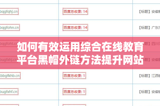 如何有效运用综合在线教育平台黑帽外链方法提升网站排名