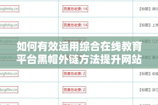 如何有效运用综合在线教育平台黑帽外链方法提升网站排名
