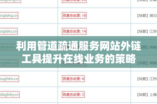 利用管道疏通服务网站外链工具提升在线业务的策略