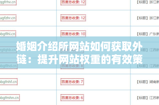 婚姻介绍所网站如何获取外链：提升网站权重的有效策略