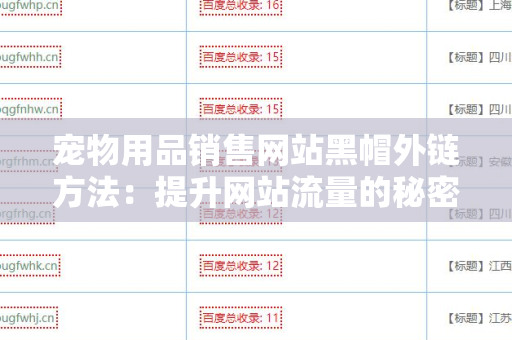 宠物用品销售网站黑帽外链方法：提升网站流量的秘密武器