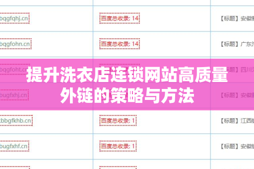 提升洗衣店连锁网站高质量外链的策略与方法