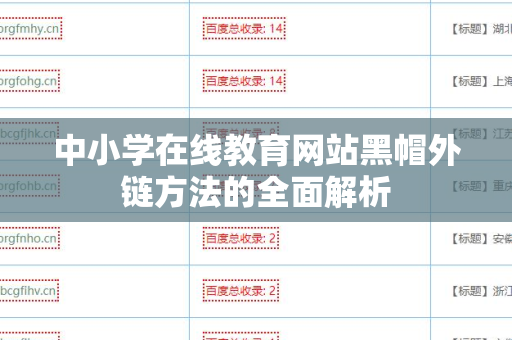 中小学在线教育网站黑帽外链方法的全面解析