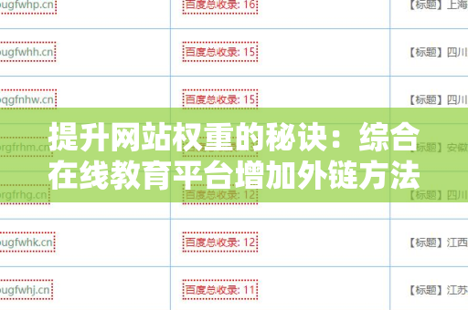 提升网站权重的秘诀：综合在线教育平台增加外链方法