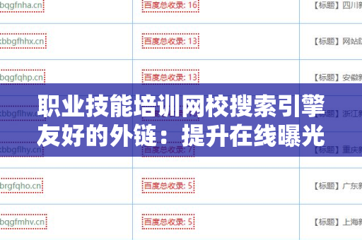 职业技能培训网校搜索引擎友好的外链：提升在线曝光率的重要策略