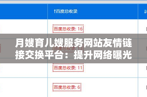 月嫂育儿嫂服务网站友情链接交换平台：提升网络曝光与业务发展的有效策略