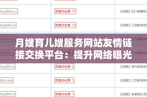 月嫂育儿嫂服务网站友情链接交换平台：提升网络曝光与业务发展的有效策略