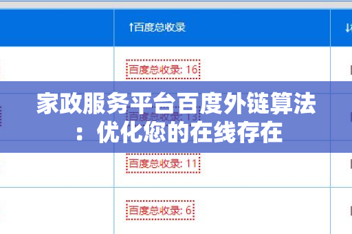 家政服务平台百度外链算法：优化您的在线存在