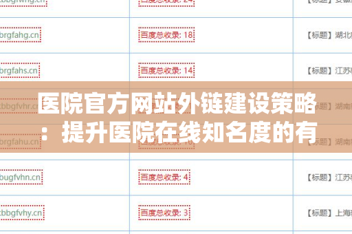 医院官方网站外链建设策略：提升医院在线知名度的有效手段
