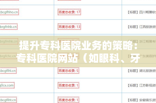 提升专科医院业务的策略：专科医院网站（如眼科、牙科等）外链工具