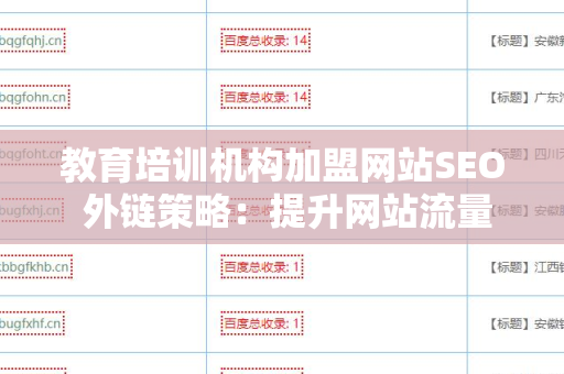 教育培训机构加盟网站SEO 外链策略：提升网站流量的有效途径