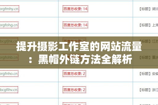 提升摄影工作室的网站流量：黑帽外链方法全解析
