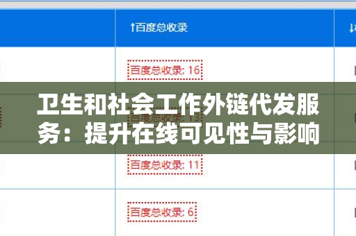卫生和社会工作外链代发服务：提升在线可见性与影响力
