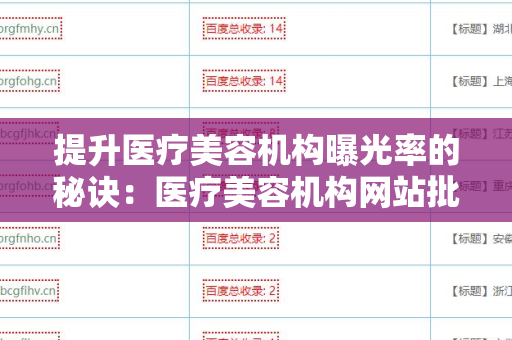 提升医疗美容机构曝光率的秘诀：医疗美容机构网站批量发外链工具