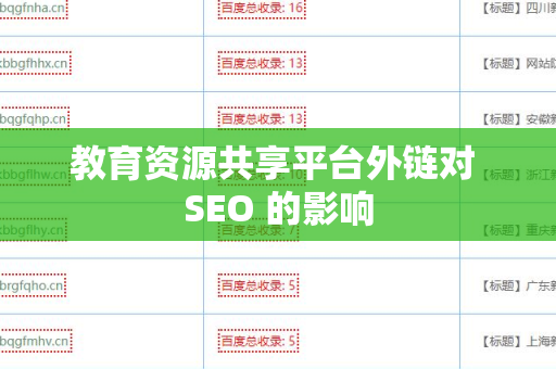 教育资源共享平台外链对 SEO 的影响