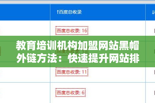 教育培训机构加盟网站黑帽外链方法：快速提升网站排名的秘密