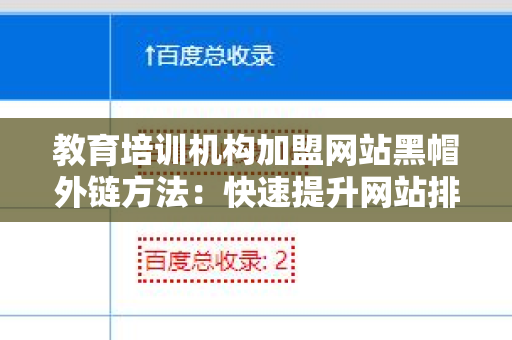 教育培训机构加盟网站黑帽外链方法：快速提升网站排名的秘密