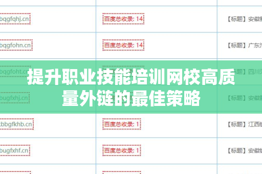 提升职业技能培训网校高质量外链的最佳策略