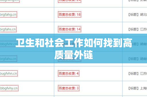 卫生和社会工作如何找到高质量外链
