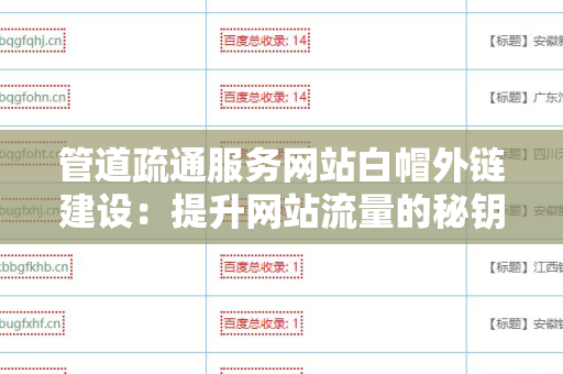 管道疏通服务网站白帽外链建设：提升网站流量的秘钥