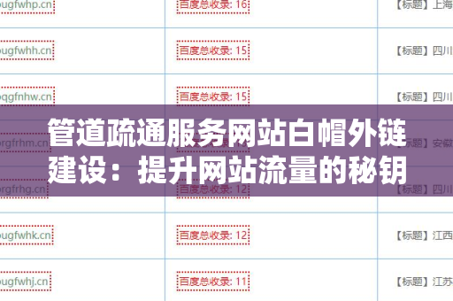管道疏通服务网站白帽外链建设：提升网站流量的秘钥