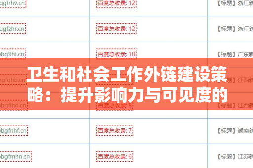 卫生和社会工作外链建设策略：提升影响力与可见度的有效途径
