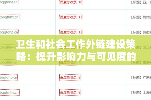 卫生和社会工作外链建设策略：提升影响力与可见度的有效途径