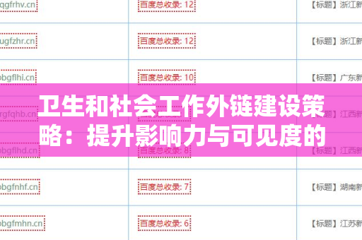 卫生和社会工作外链建设策略：提升影响力与可见度的有效途径