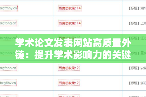 学术论文发表网站高质量外链：提升学术影响力的关键