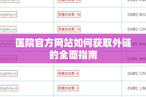 医院官方网站如何获取外链的全面指南